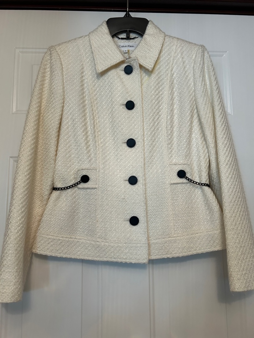 Calvin Klein Tweed Blazer Sz 4
Ivory Tailored Career Lined Professional